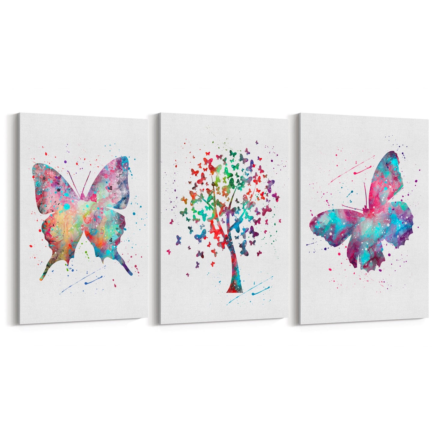 Set of Cute Butterfly Nursery Colourful Wall Art - The Affordable Art Company