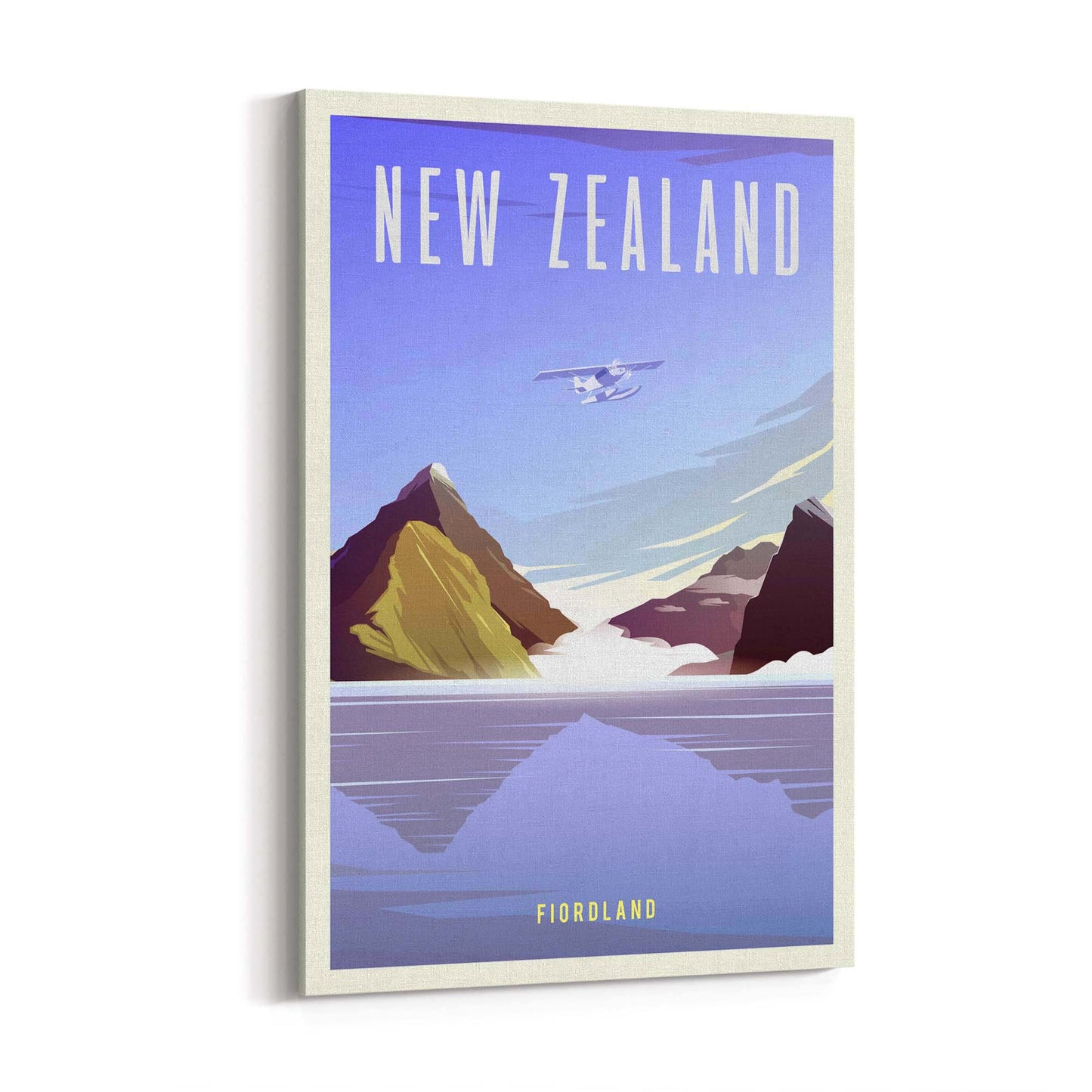 Retro Fiordland New Zealand Vintage Wall Art - The Affordable Art Company