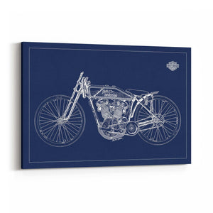 Harley Davidson Motorcycle Patent Blue Wall Art - The Affordable Art Company