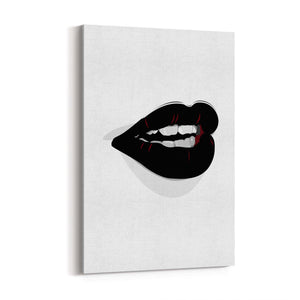 Black Lips Fashion Minimal Girls Bedroom Wall Art - The Affordable Art Company