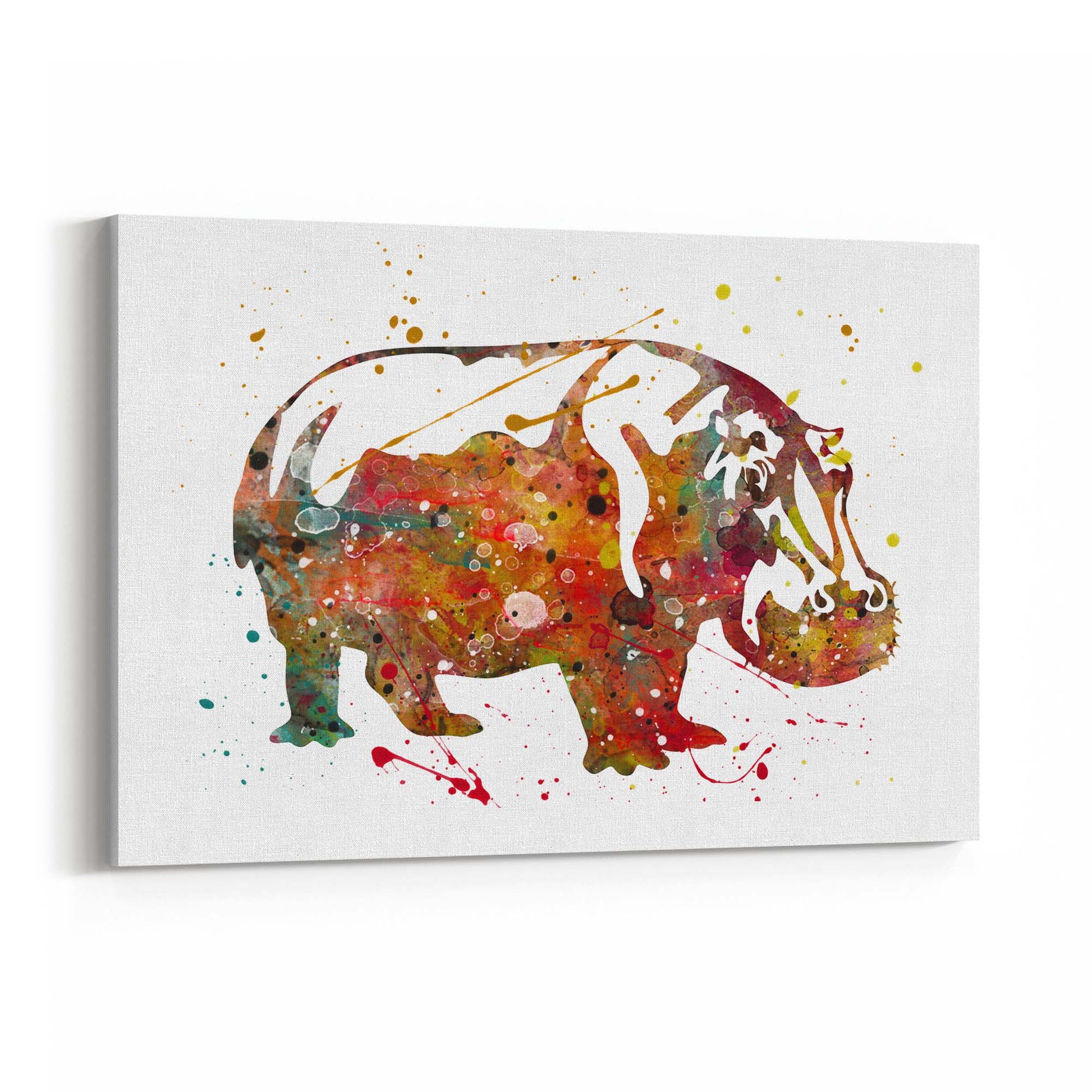 Watercolour Hippo Painting Animal Nursery Wall Art - The Affordable Art Company