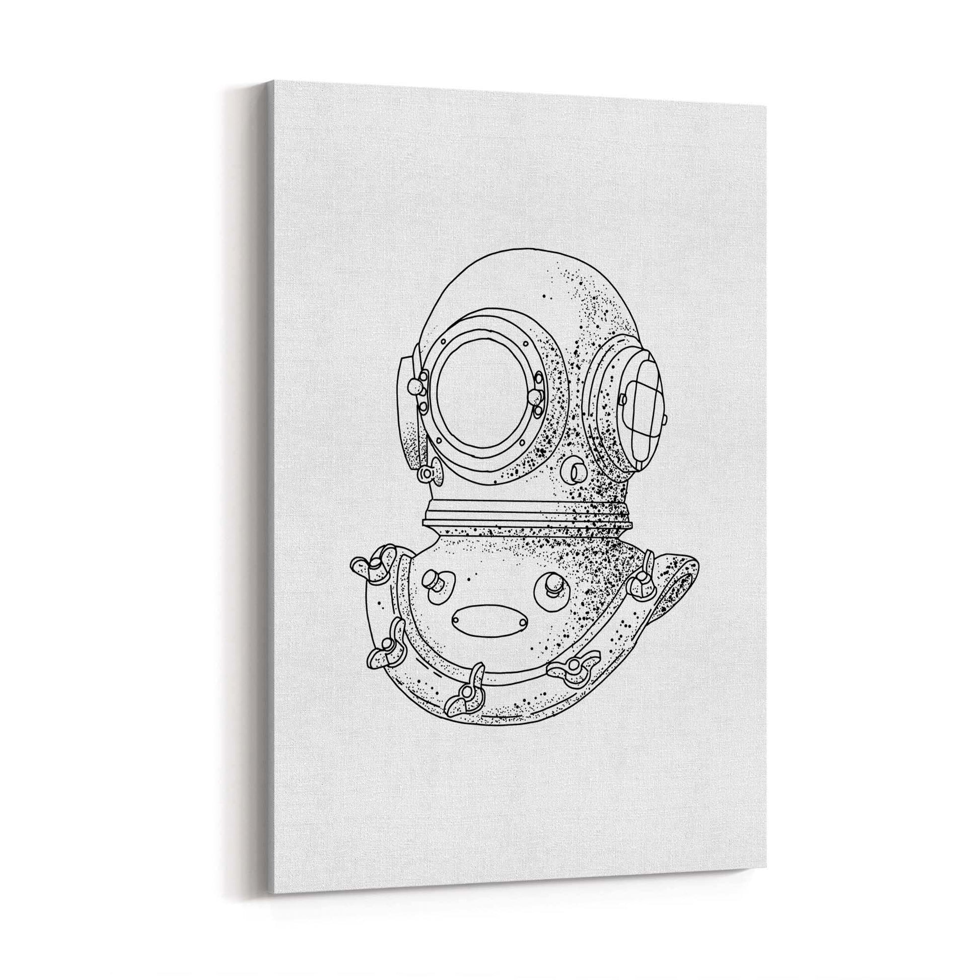 Diving Helmet Drawing Nautical Coastal Wall Art #1 - The Affordable Art Company