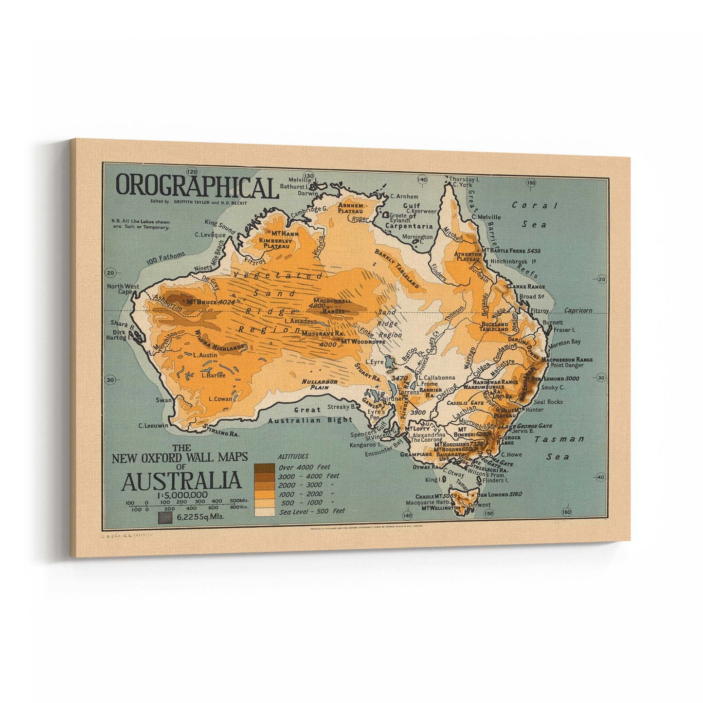 Australian Vintage Map Geographical Wall Art - The Affordable Art Company