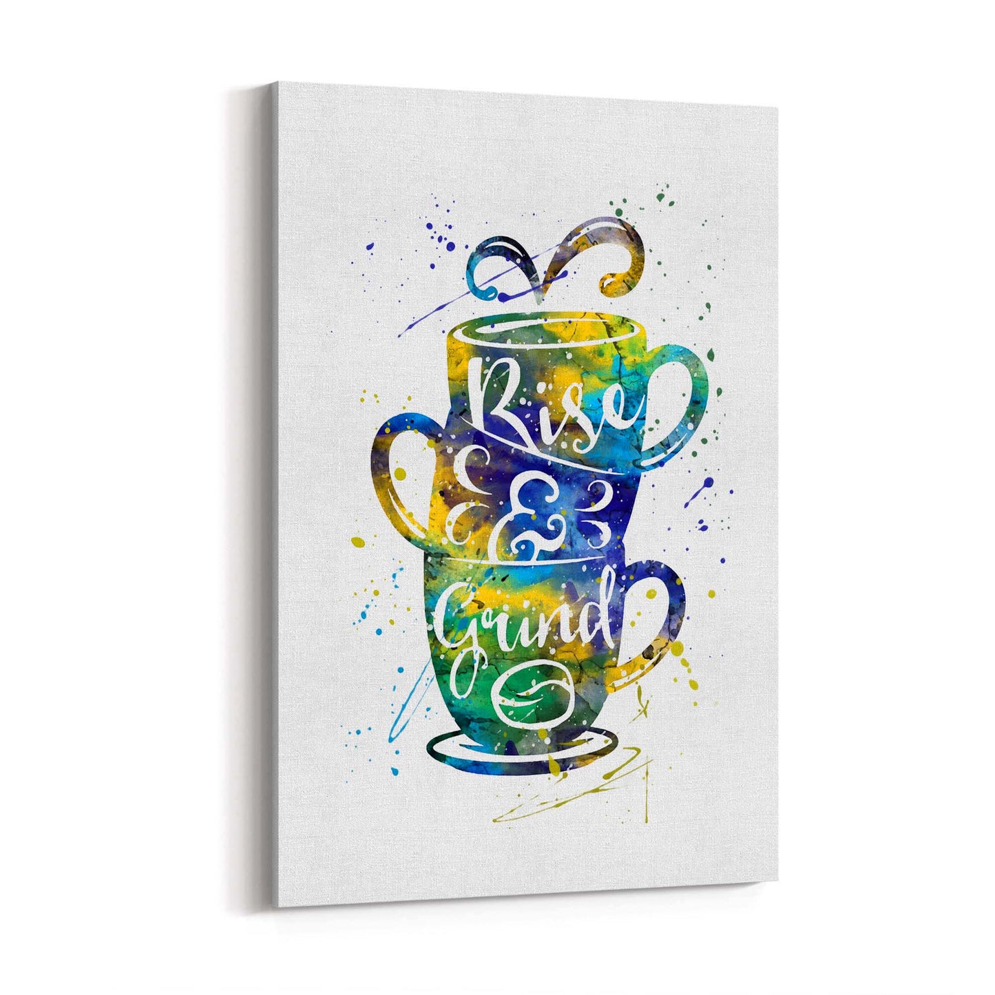 "Rise & Grind" Cafe Coffee Kitchen Morning Wall Art - The Affordable Art Company