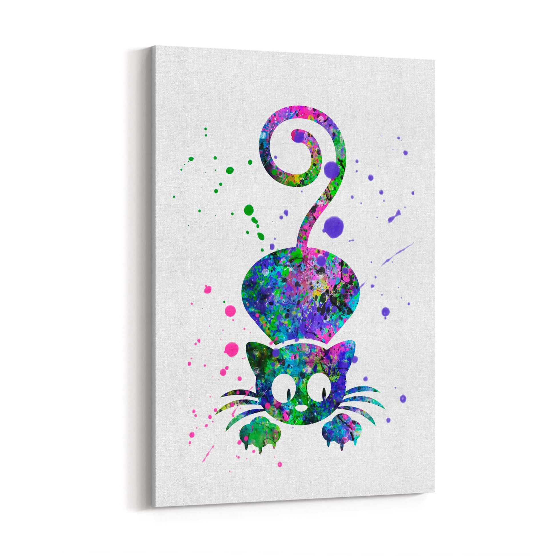 Cute Cat Painting Colourful Animal Wall Art #3 - The Affordable Art Company