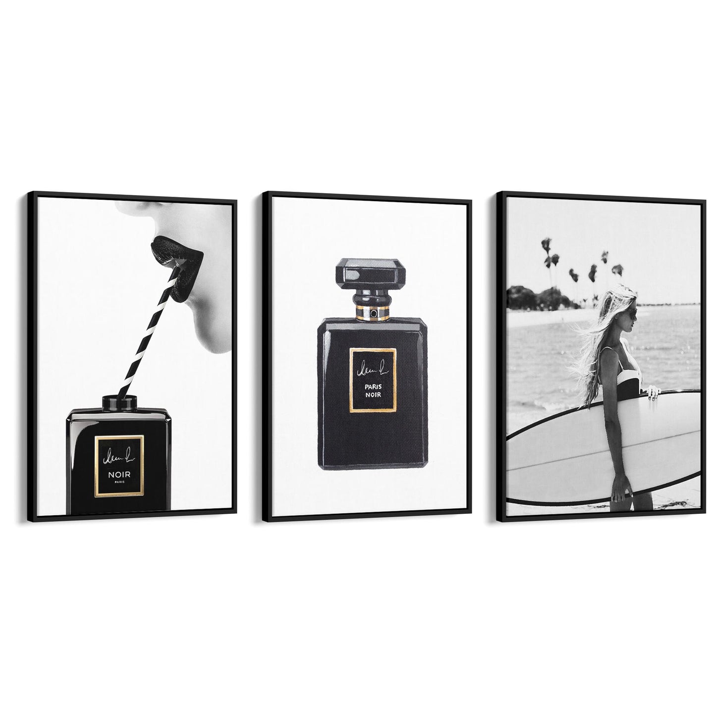 Set of Black and White Fashion Bedroom Wall Art - The Affordable Art Company