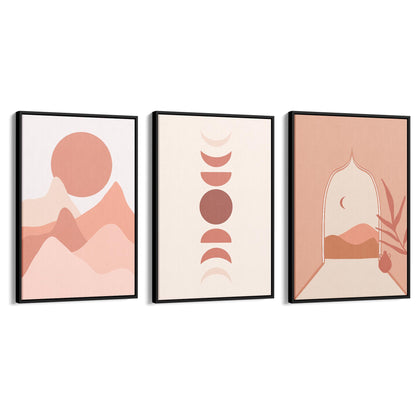 Set of Summer Night Minimal Pink & Pastel Wall Art - The Affordable Art Company