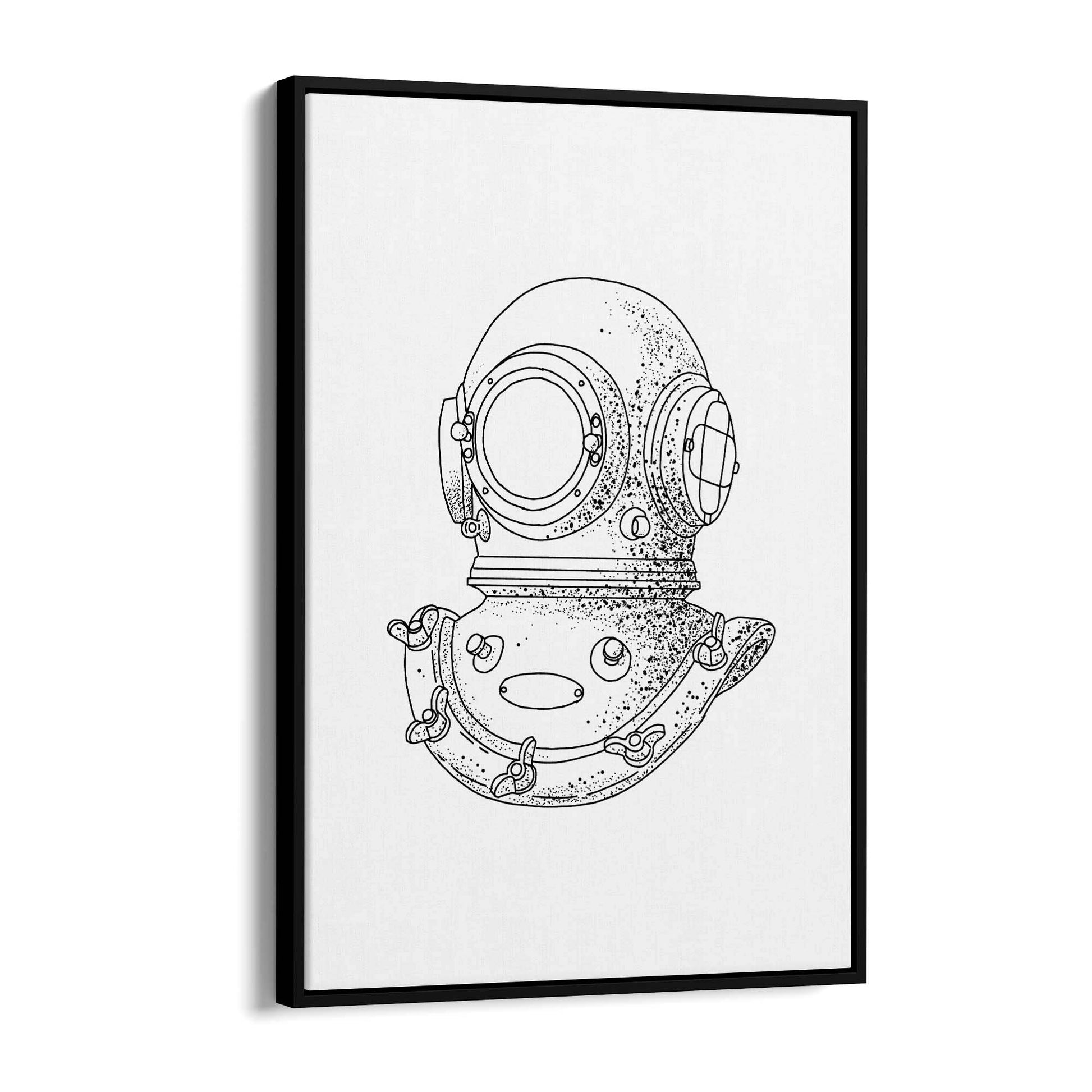 Diving Helmet Drawing Nautical Coastal Wall Art #1 - The Affordable Art Company