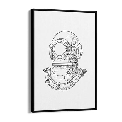 Diving Helmet Drawing Nautical Coastal Wall Art #1 - The Affordable Art Company