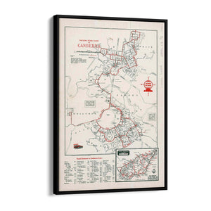Canberra Australia Vintage Map Wall Art - The Affordable Art Company
