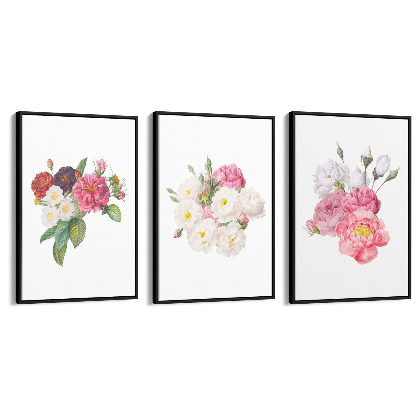 Set of Pink Floral Vintage Botanical Wall Art #1 - The Affordable Art Company