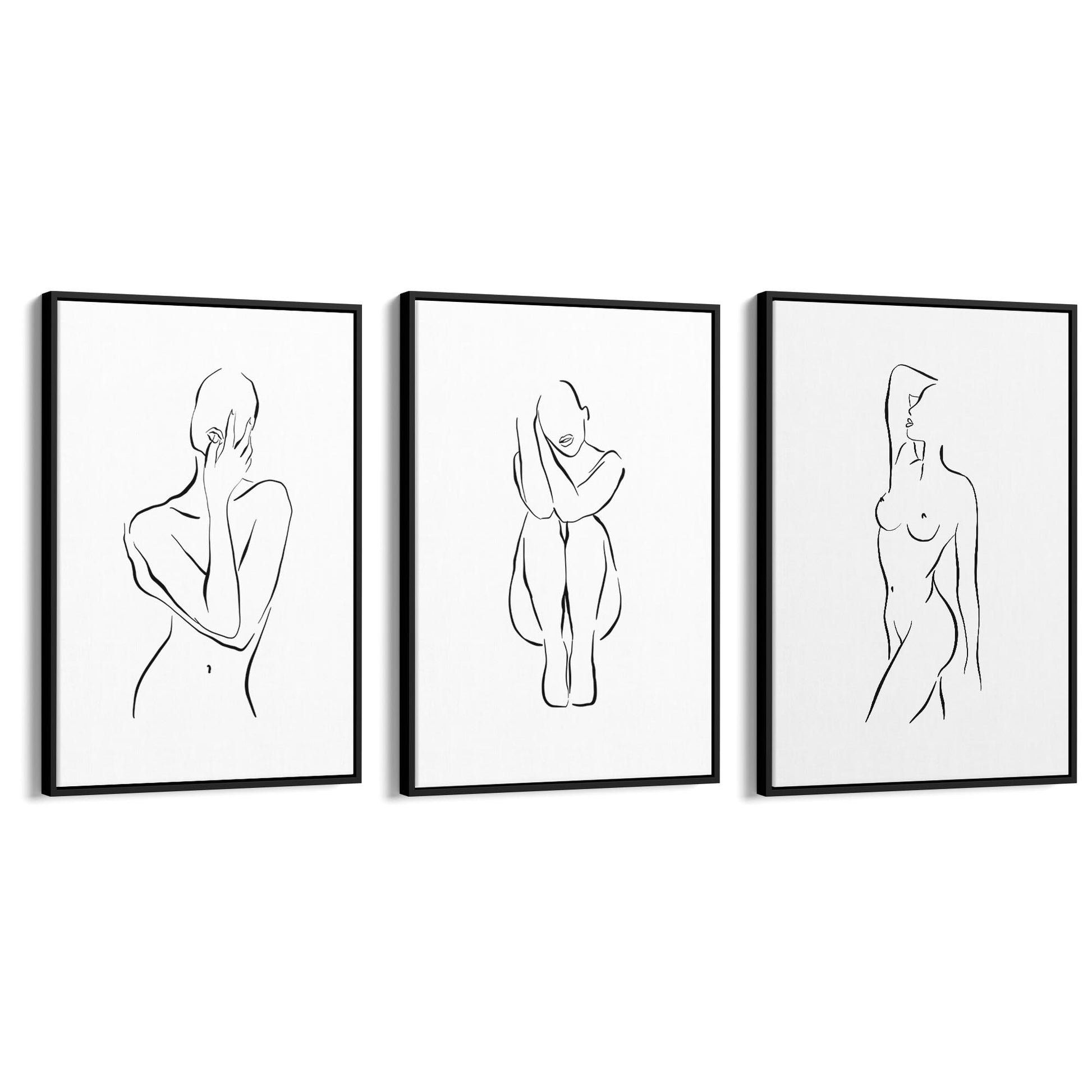 Set of Nude Body Drawing Female Minimal Wall Art #3 - The Affordable Art Company
