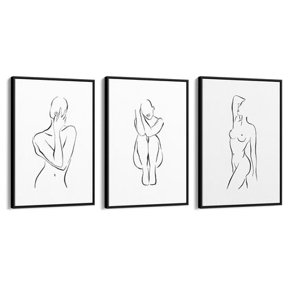 Set of Nude Body Drawing Female Minimal Wall Art #3 - The Affordable Art Company