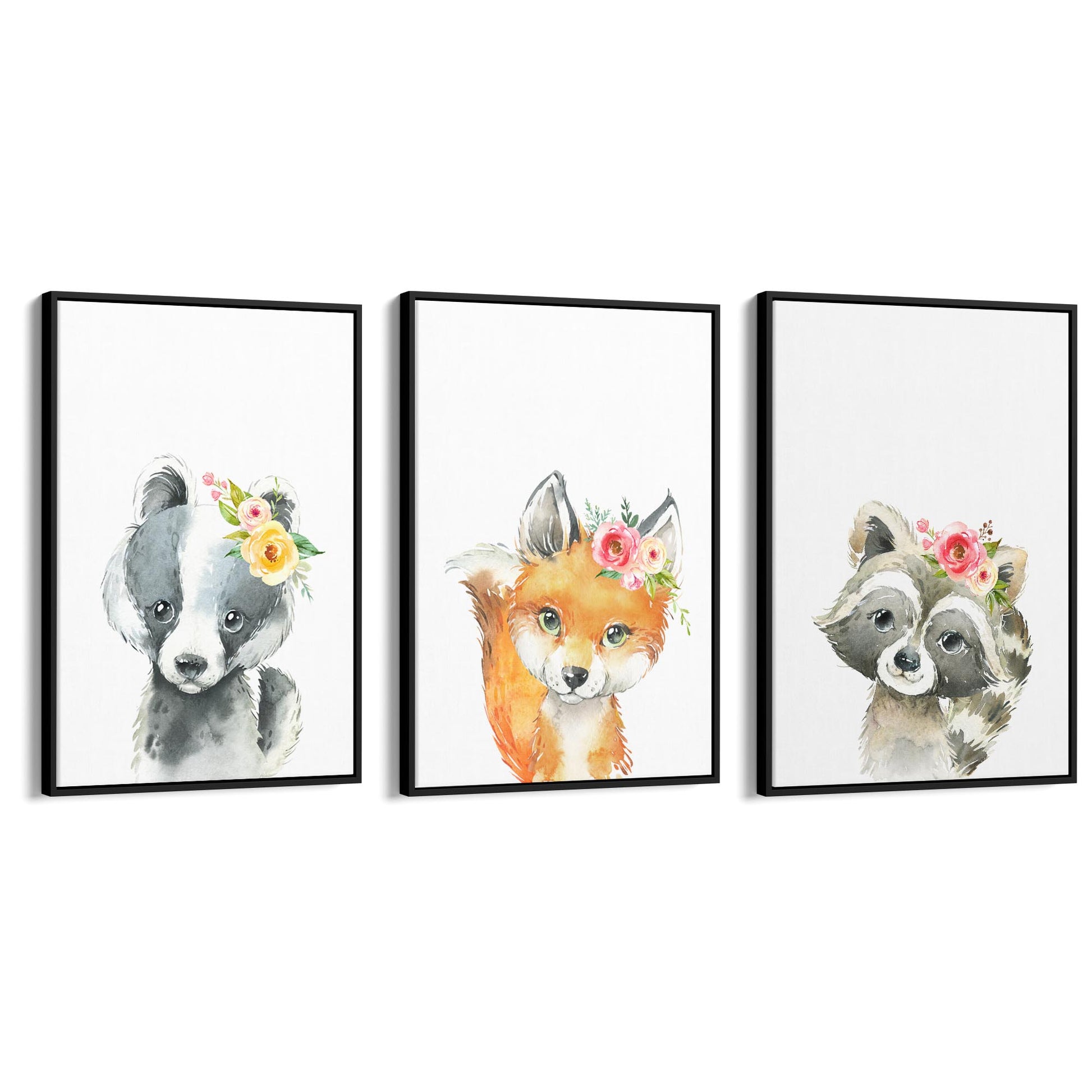 Set of Cute Baby Woodland Animals Nursery Wall Art #2 - The Affordable Art Company