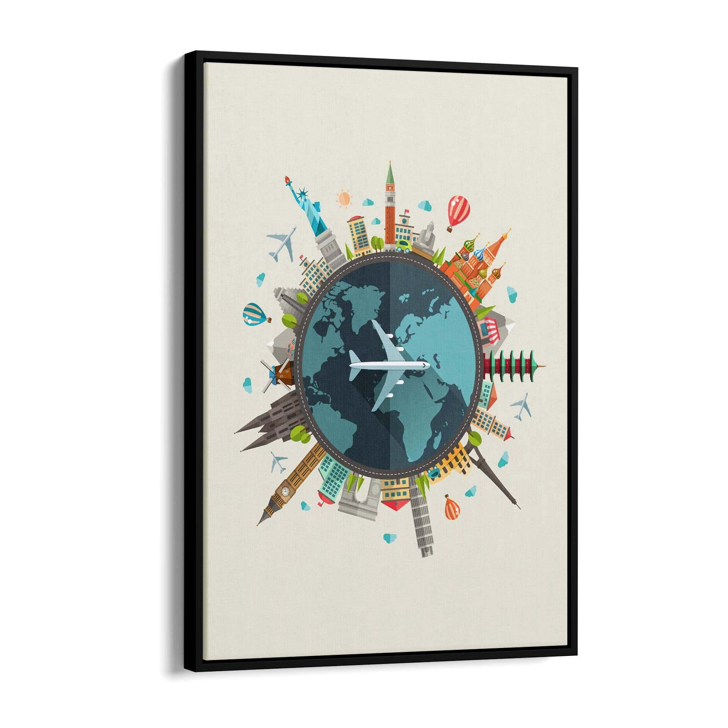 World Travel Retro Landmarks Wall Art - The Affordable Art Company