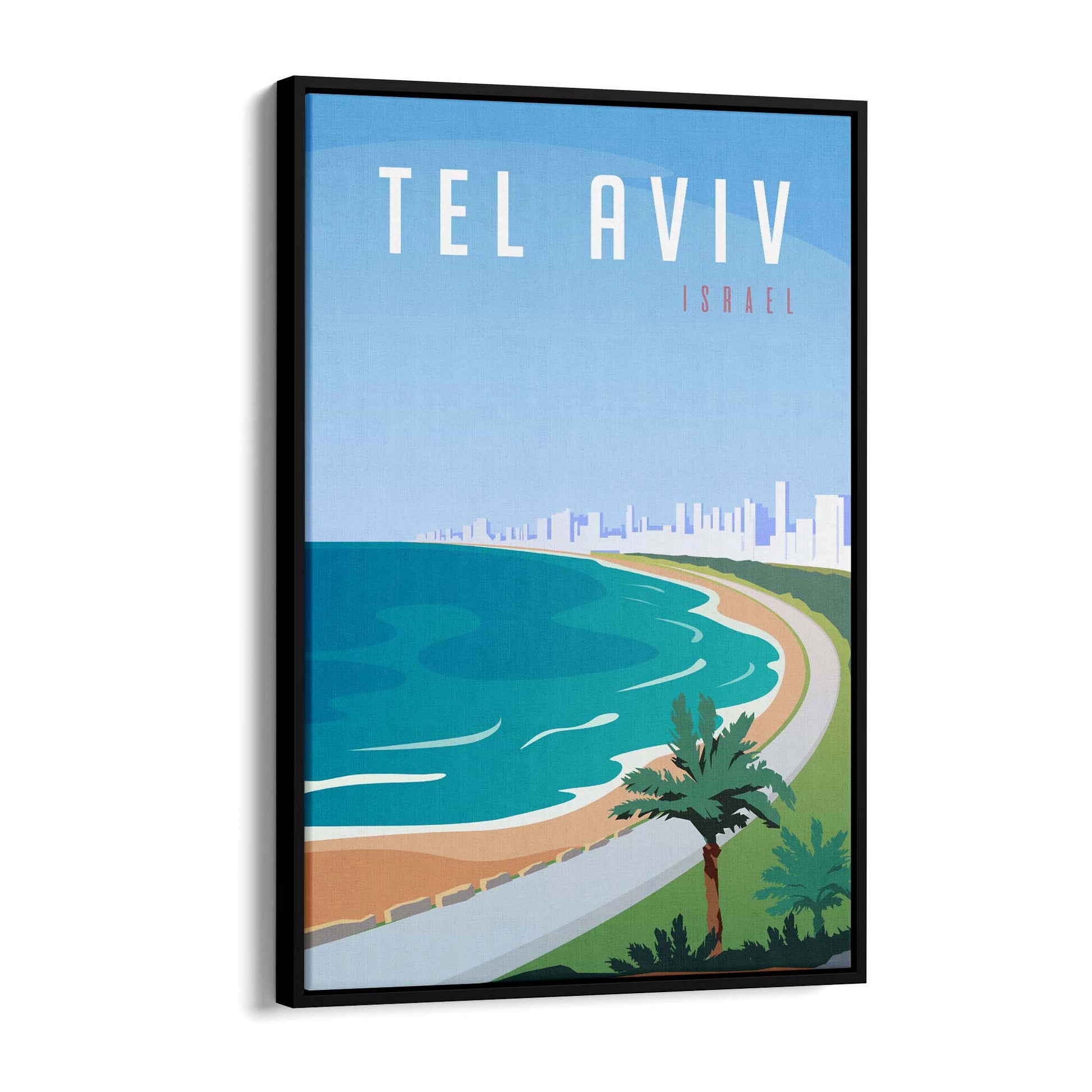 Retro Tel Aviv Israel Vintage Travel Wall Art - The Affordable Art Company