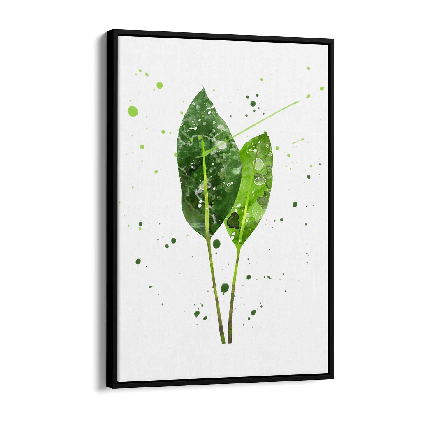 Green Leaf Nature Minimal Painting Wall Art - The Affordable Art Company