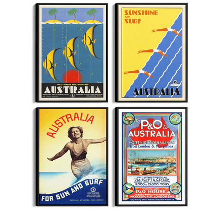 Set of 4 Australian Vintage Advertisements Wall Art - The Affordable Art Company