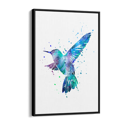 Abstract Blue Humming Bird Cute Artwork Wall Art - The Affordable Art Company
