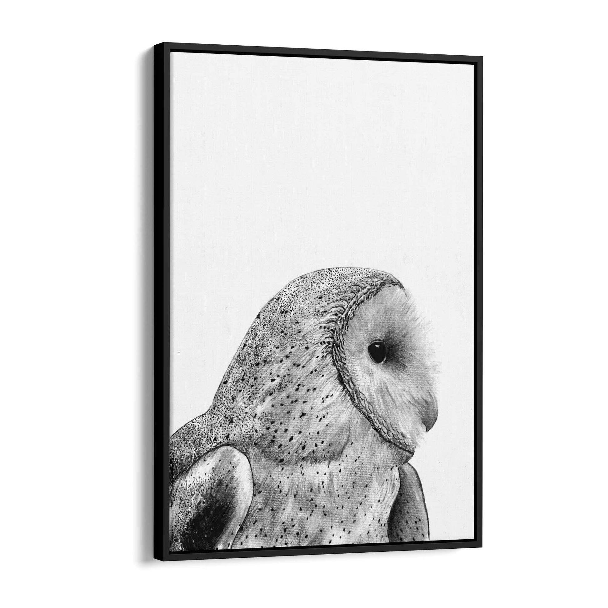 Owl Drawing Portrait Minimal Black Wall Art #1 - The Affordable Art Company