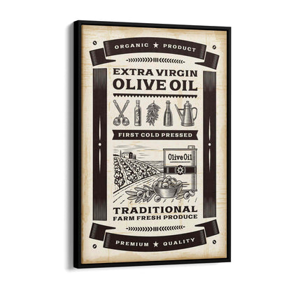 Vintage Olive Oil Farmhouse Kitchen Cafe Wall Art - The Affordable Art Company