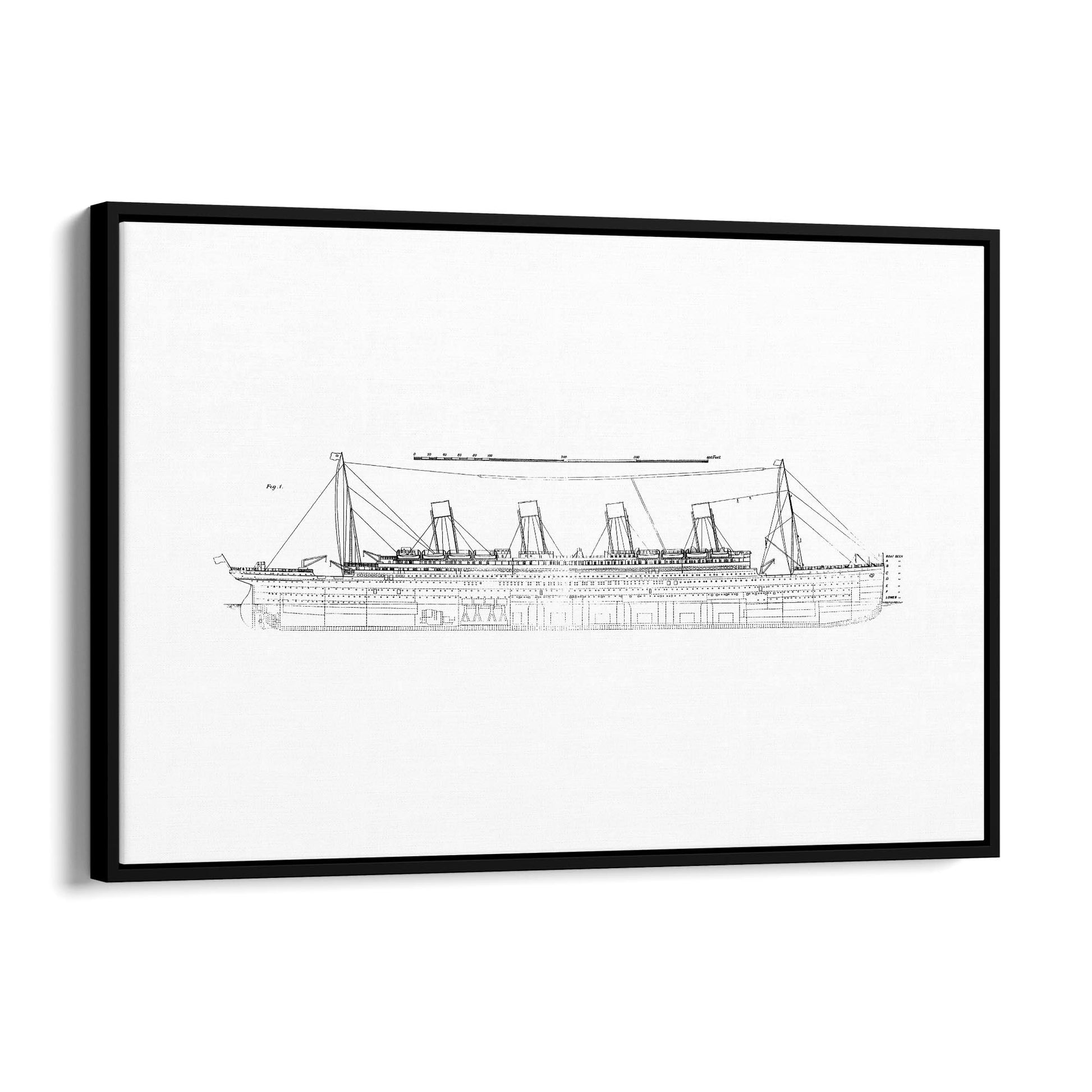 Vintage Titanic Plans Schematic White Wall Art #1 - The Affordable Art Company