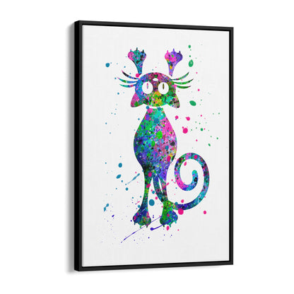 Cute Cat Painting Colourful Animal Wall Art #1 - The Affordable Art Company