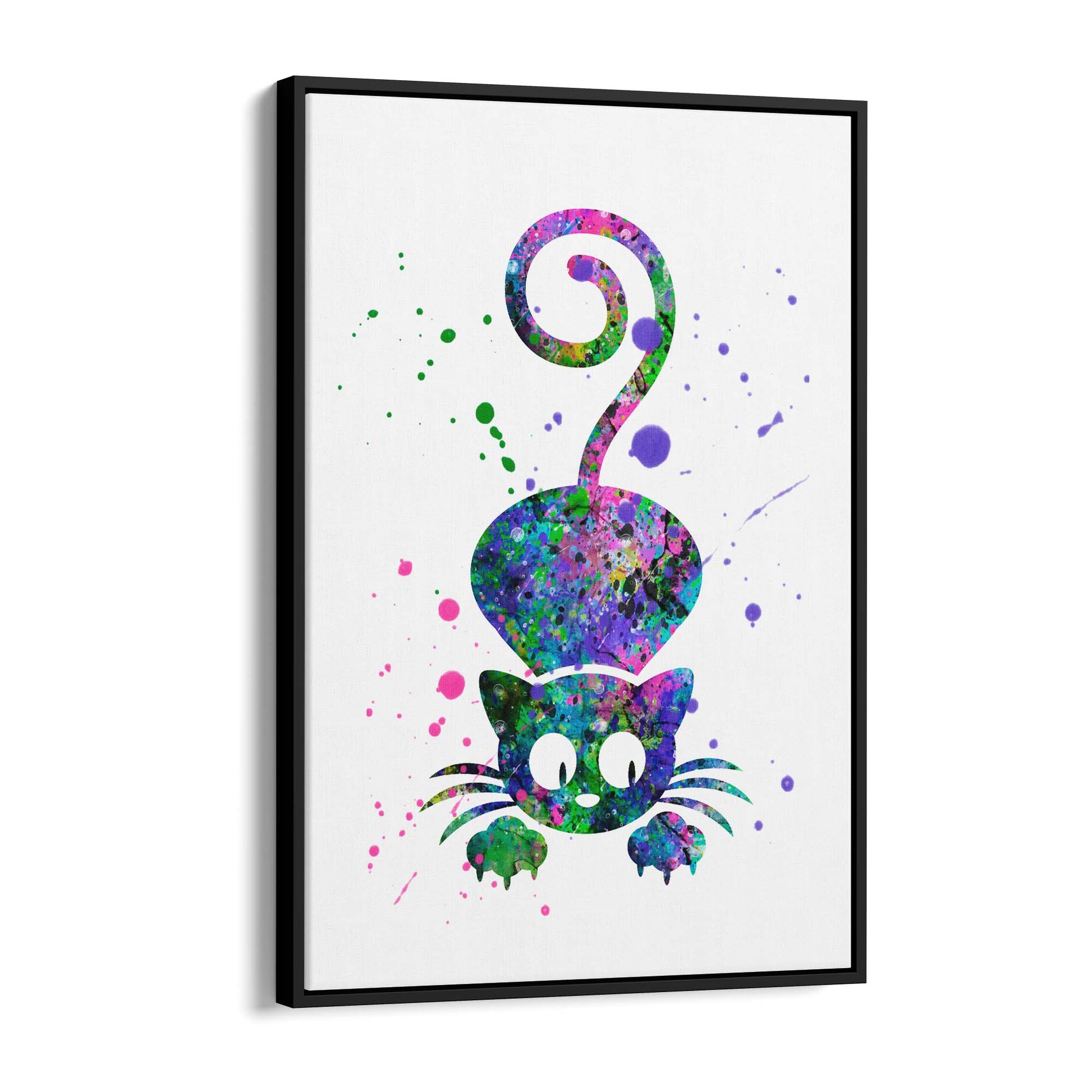 Cute Cat Painting Colourful Animal Wall Art #3 - The Affordable Art Company