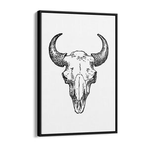 Minimal Bison Skull Man Cave Artwork Wall Art - The Affordable Art Company