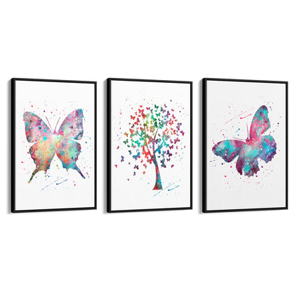 Set of Cute Butterfly Nursery Colourful Wall Art - The Affordable Art Company