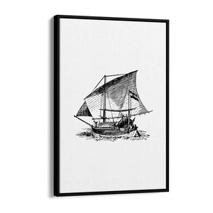 Sail Boat Coastal Drawing Nautical Coast Wall Art #1 - The Affordable Art Company