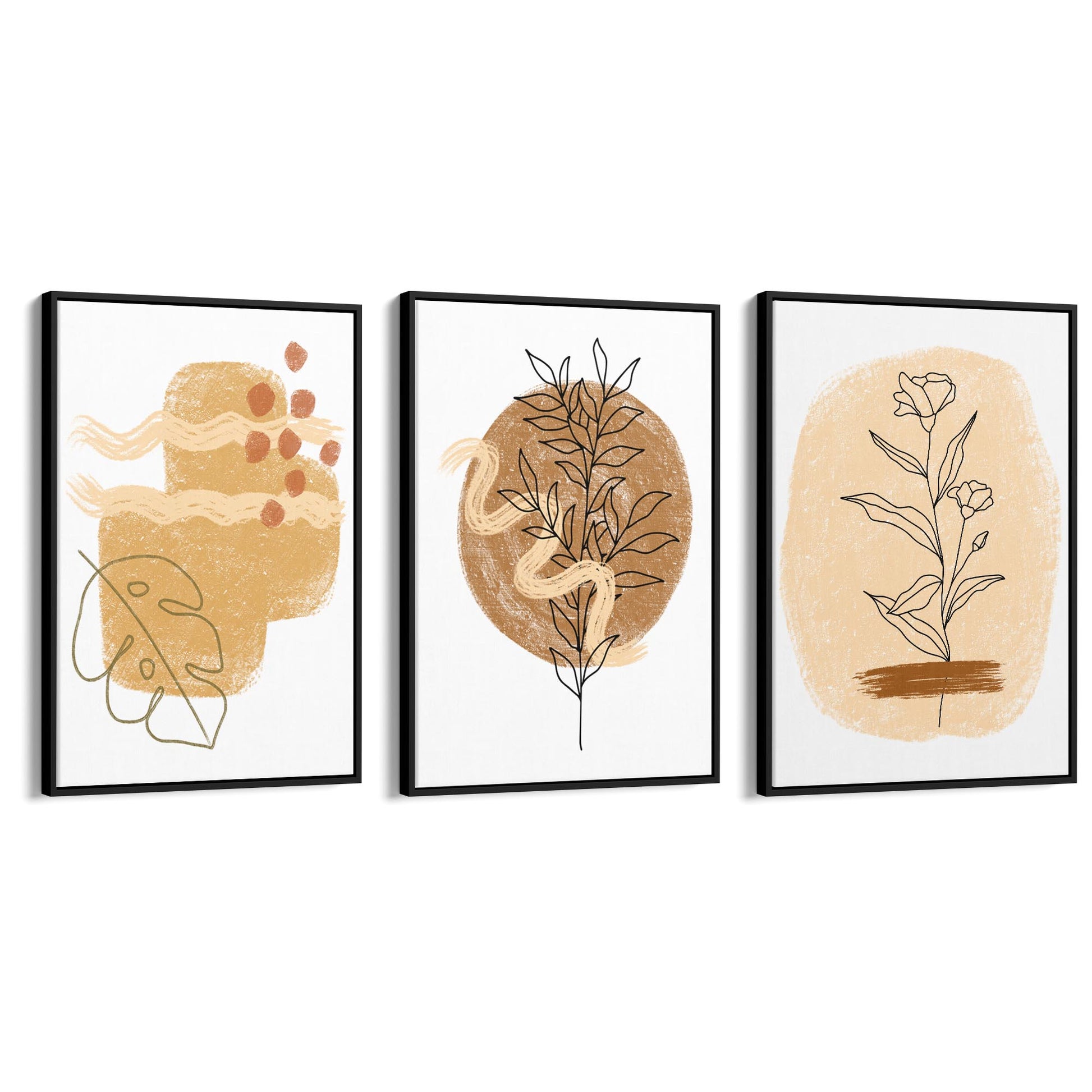 Set of Abstract Nature Kitchen Hallway Wall Art - The Affordable Art Company