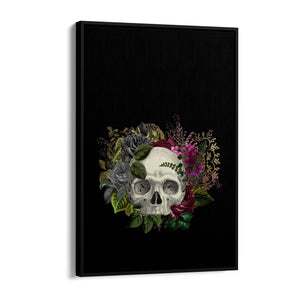 Black Skull and Flowers Fashion Bedroom Wall Art - The Affordable Art Company