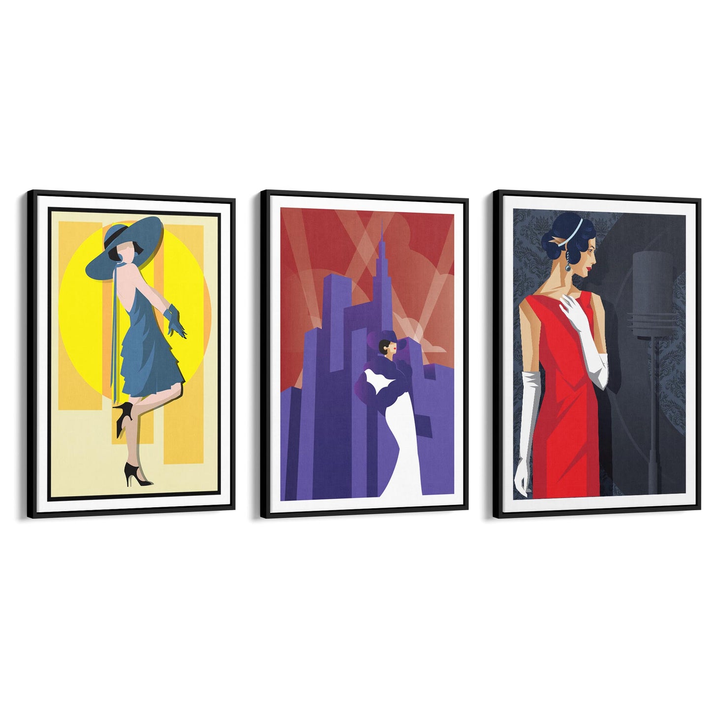 Set of Art Deco Fashion Girls Bedroom Wall Art - The Affordable Art Company