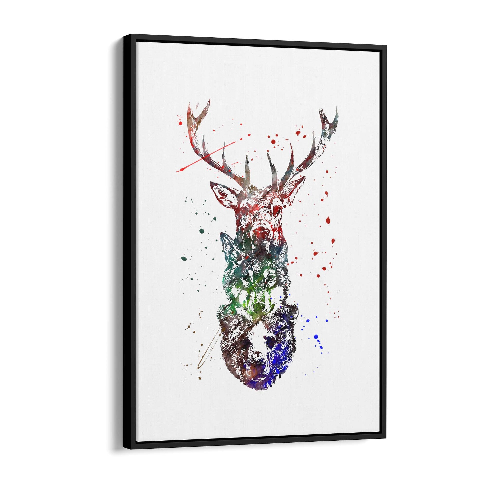 Animal Heads Man Cave Deer Wolf Bear Wall Art - The Affordable Art Company