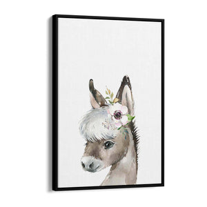 Cute Baby Donkey Nursery Animal Gift Wall Art - The Affordable Art Company