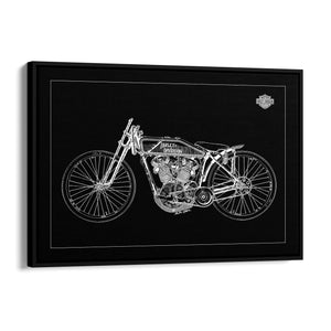 Harley Davidson Motorcycle Patent Black Wall Art - The Affordable Art Company