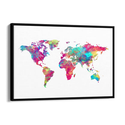 Watercolour World Map Colourful Wall Art - The Affordable Art Company