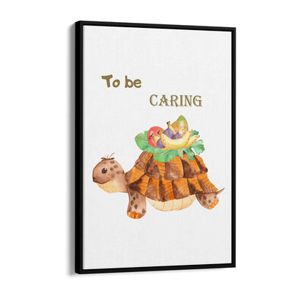 Tortoise "To Be Caring" Quote Nursery Wall Art - The Affordable Art Company