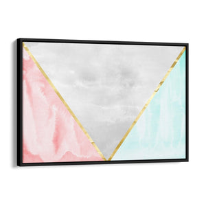 Abstract Pink and Blue Geometric Minimal Wall Art - The Affordable Art Company