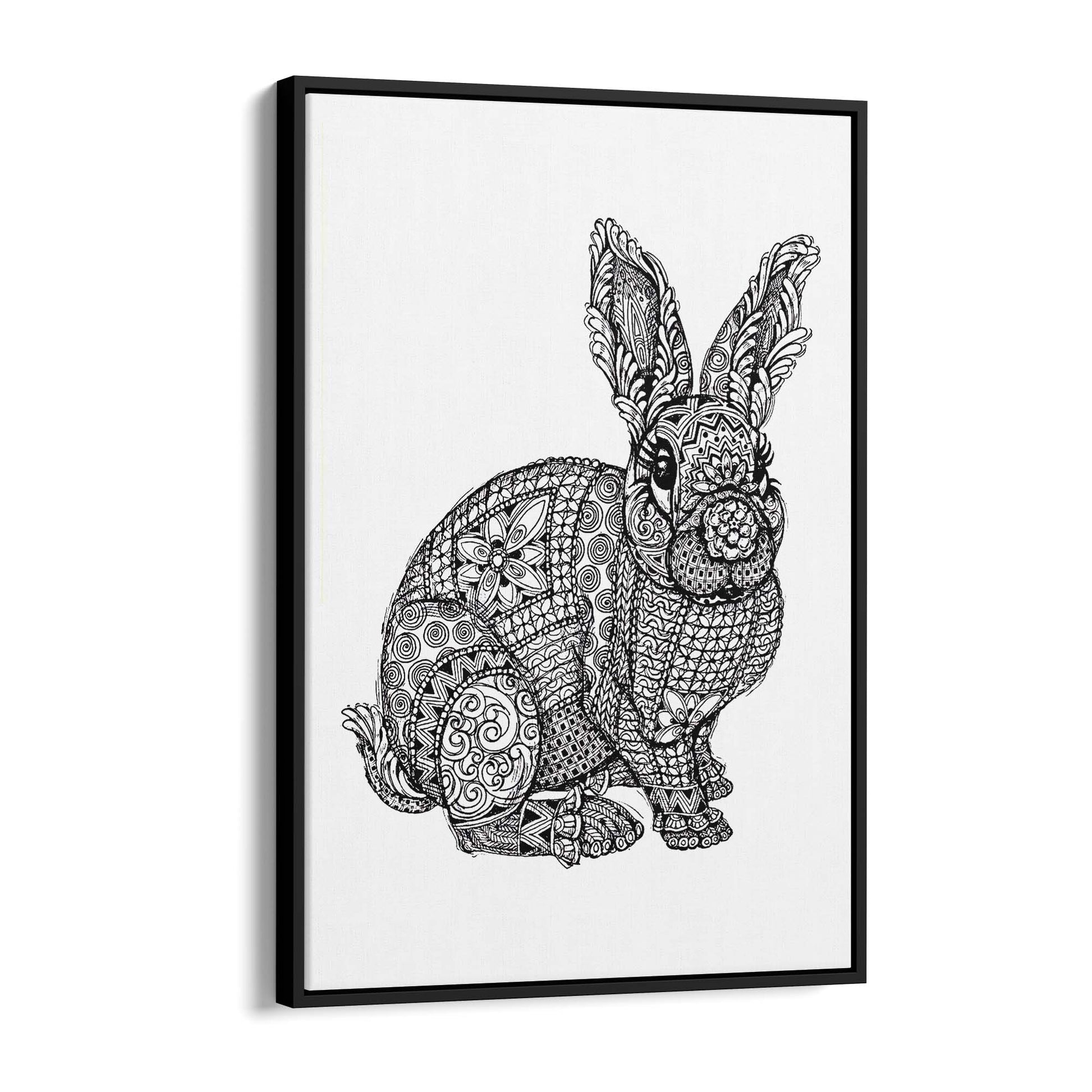 Rabbit Mandala Minimal Drawing Wall Art - The Affordable Art Company