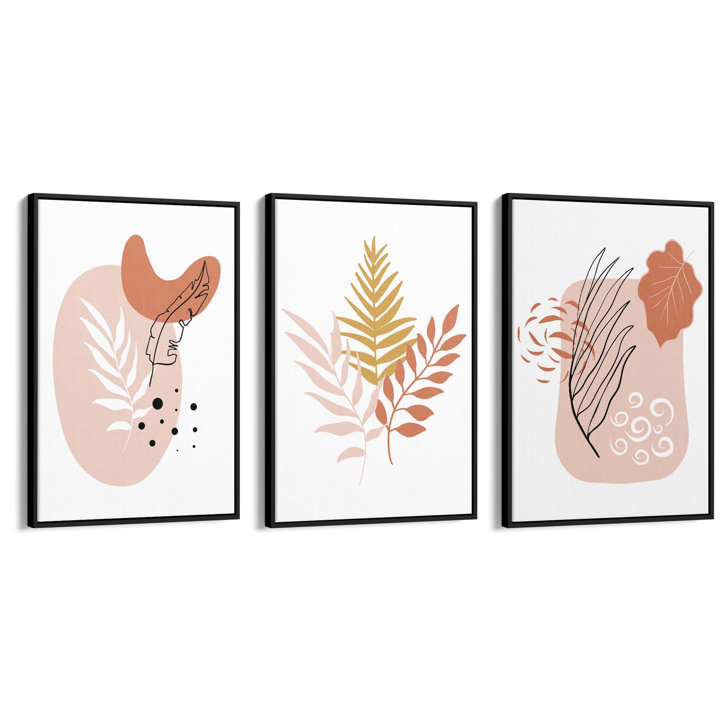 Set of Minimal Pink Plant Drawings Wall Art - The Affordable Art Company