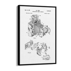 Vintage Camera White Patent Photographer Wall Art - The Affordable Art Company