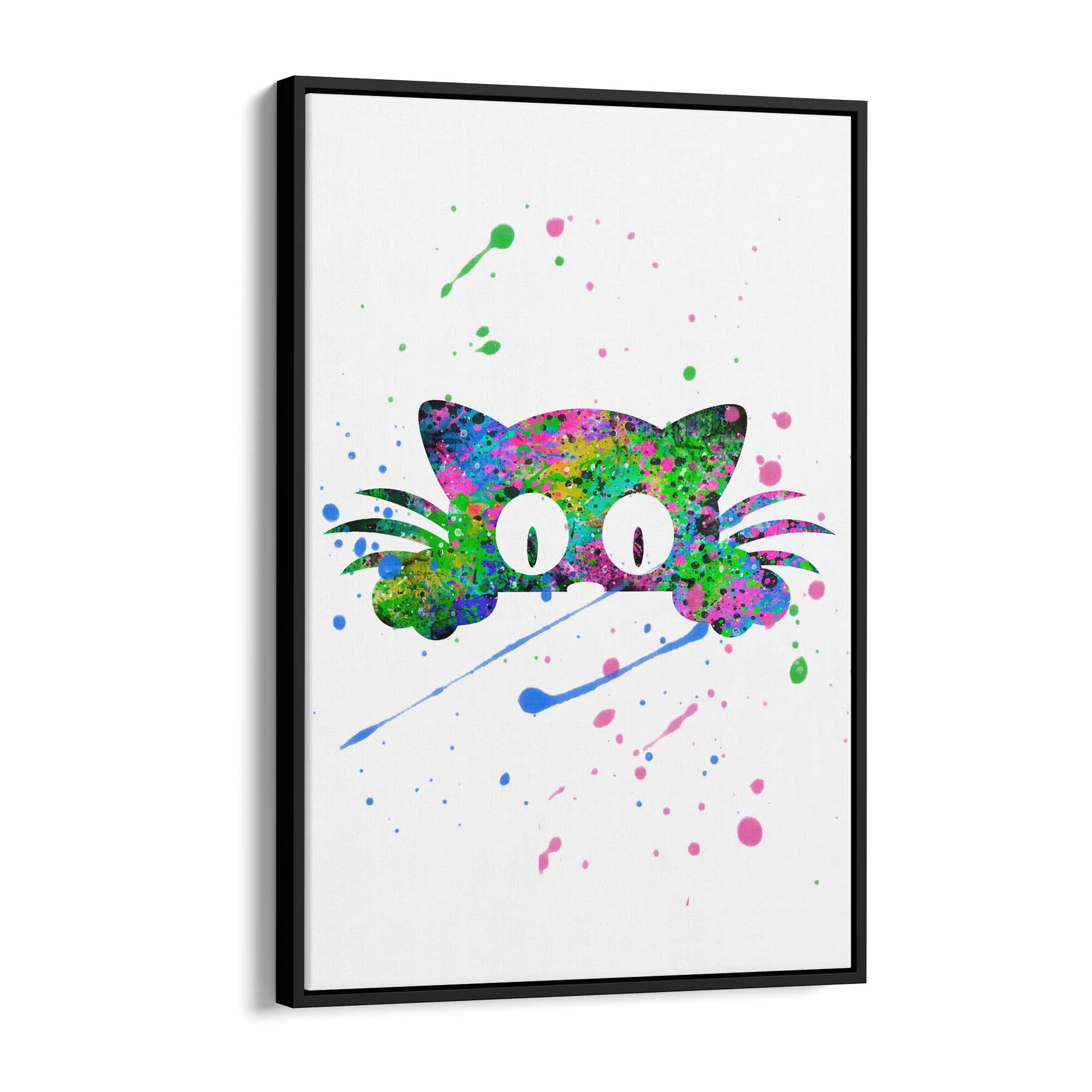 Cute Cat Painting Colourful Animal Wall Art #2 - The Affordable Art Company