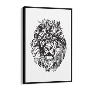 Lion Portrait Drawing Safari Anumal Wall Art - The Affordable Art Company