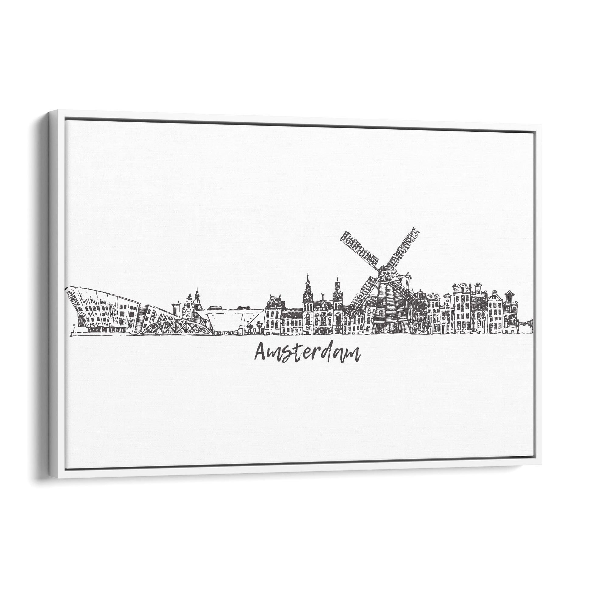 Amsterdam Drawing Travel Minimal Wall Art - The Affordable Art Company