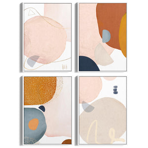 Set of 4 Abstract Shape Minimal Nude Colour Wall Art - The Affordable Art Company