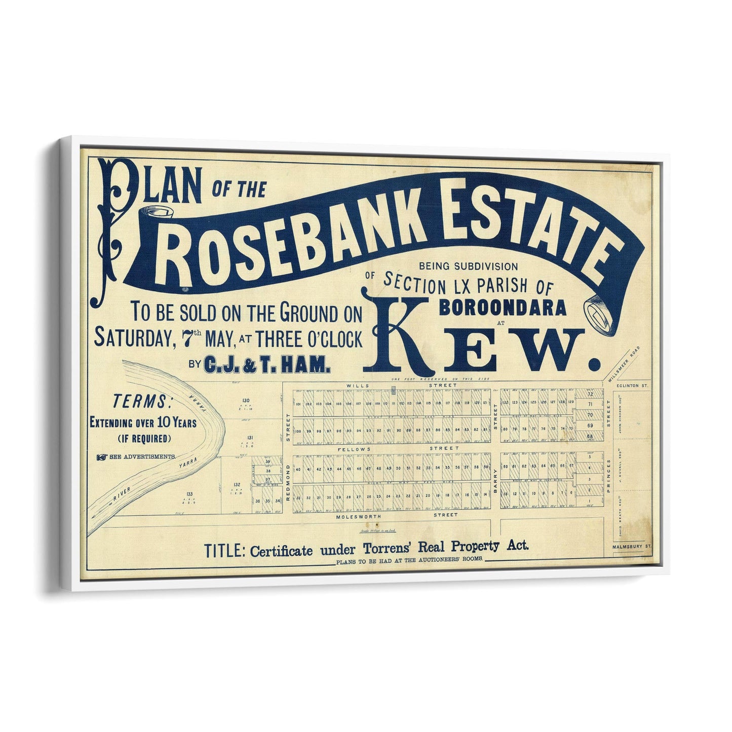 Kew Melbourne Vintage Real Estate Advert Wall Art #1 - The Affordable Art Company