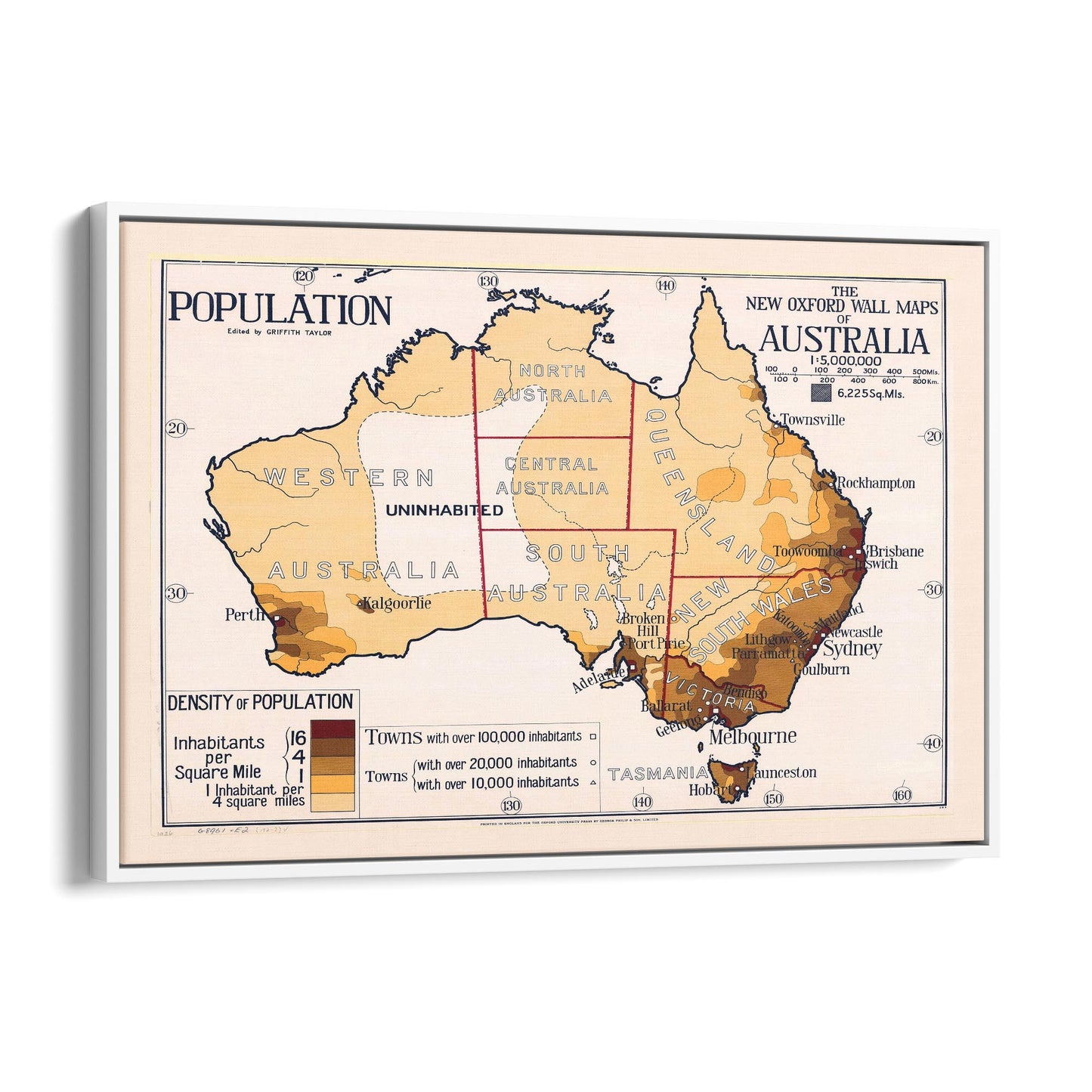 Australian Vintage Map Population Wall Art - The Affordable Art Company