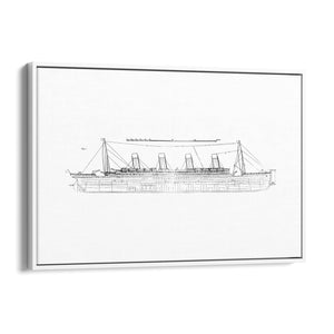 Vintage Titanic Plans Schematic White Wall Art #1 - The Affordable Art Company